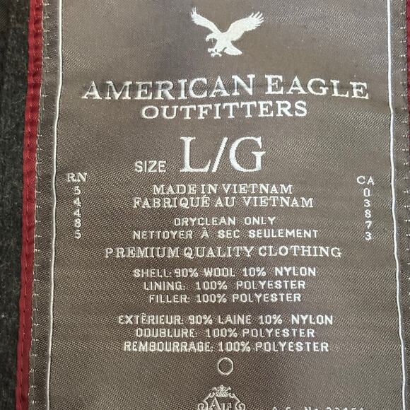 American Eagle Charcoal Gray Wool Jacket Men’s L - Picture 2 of 10